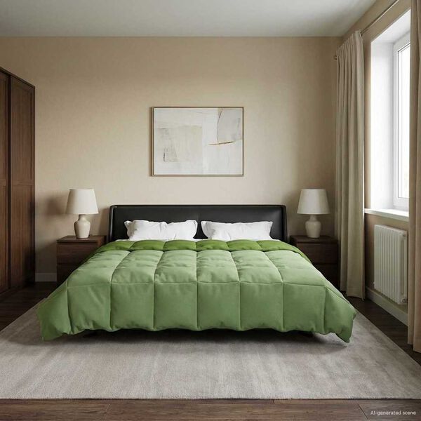 vidaXL Duvet d'&eacute;t&eacute; simple Matelass&eacute; Vert 220 x 260 cm Microfibre