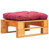 vidaXL Repose-pied palette de jardin et coussin rouge Marron miel Bois