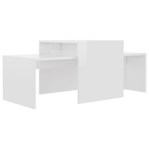 vidaXL Ensemble de table basse Blanc brillant Bois d&rsquo;ing&eacute;nierie