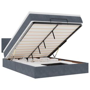 vidaXL Cadre de lit ottoman avec matelas gris fonc&eacute; 140x200 cm velours