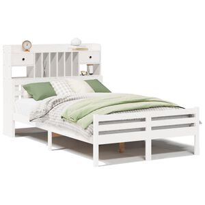vidaXL Lit biblioth&egrave;que sans matelas blanc 135x190 cm bois pin massif