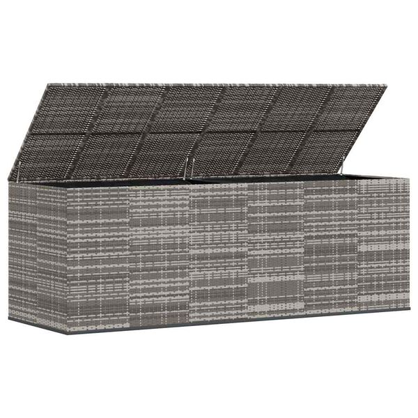 vidaXL Boîte à coussins de jardin Résine tressée 291x100,5x104 cm Gris