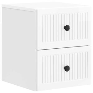 vidaXL Cabinet de chevet mural Blanc brillant 33 x 34,5 x 40 cm