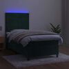 vidaXL Sommier &agrave; lattes de lit et matelas et LED Vert fonc&eacute; 90x190 cm