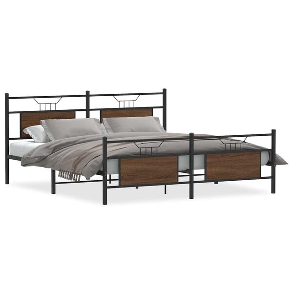 vidaXL Cadre de lit en métal sans matelas chêne marron 180x200 cm
