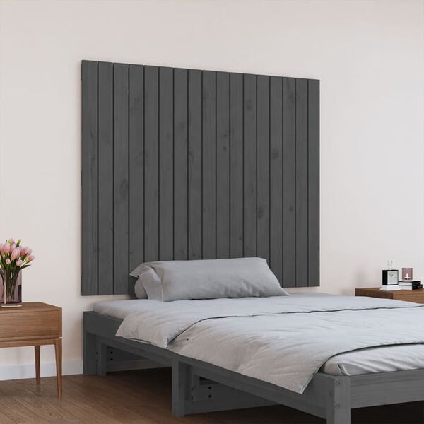 vidaXL Tête de lit murale Gris 108x3x90 cm Bois massif de pin
