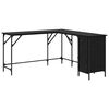 vidaXL Bureau Ch&ecirc;ne noir Bois d'ing&eacute;nierie 141 x 141 x 75 cm