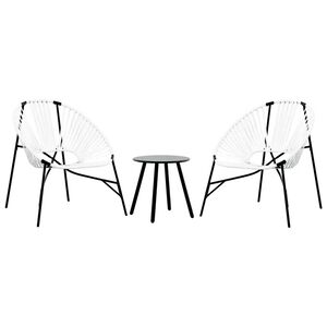 vidaXL Lot de 3 Chaise de jardin noir et blanc r&eacute;sine tress&eacute;e