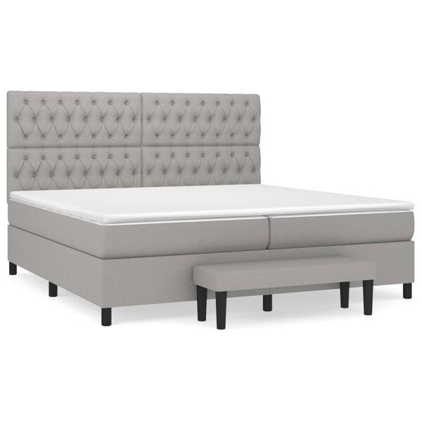 vidaXL Sommier &agrave; lattes de lit avec matelas Gris clair 200x200cm Tissu