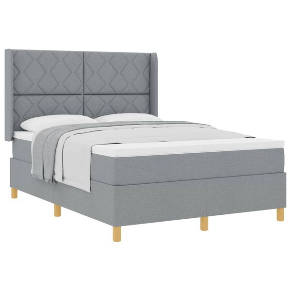 vidaXL Lit &agrave; ressorts avec matelas Gris clair 160 x 200 cm tissu