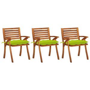 vidaXL Chaises &agrave; manger de jardin avec coussins lot de 3 Acacia massif