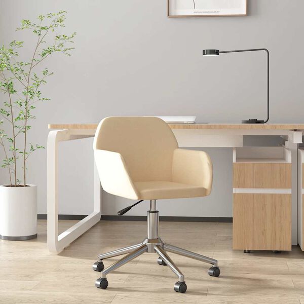 vidaXL Chaise pivotante de bureau Cr&egrave;me Tissu