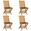 vidaXL Chaises de jardin et coussins taupe lot de 4 Bois teck massif