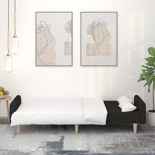 vidaXL Canapé-lit à 2 places Noir Tissu