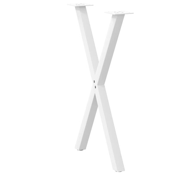 vidaXL Pieds de table &agrave; manger en forme de X, 2 pi&egrave;ces, blanc, 57 x (72-73) cm, acier