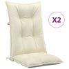 vidaXL Coussins de chaise de jardin dossier haut lot de 2 crème tissu