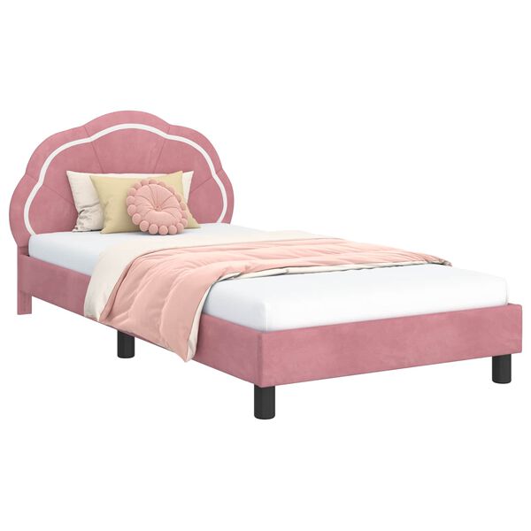 vidaXL Cadre de lit pour enfants avec t&ecirc;te de lit Rose 90 x 200 cm
