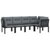 vidaXL Salon de jardin 5 pcs noir et gris résine tressée