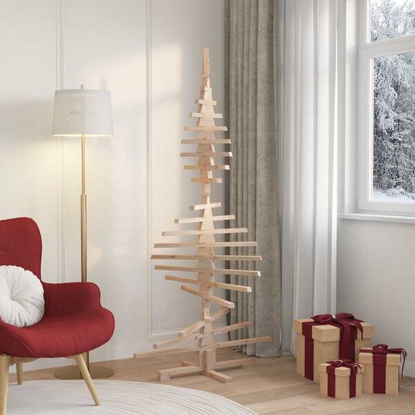 vidaXL Arbre de No&euml;l en bois pour d&eacute;coration 180 cm bois massif de pin