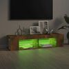 vidaXL Meuble TV avec lumières LED chêne fumé 135x39x30 cm