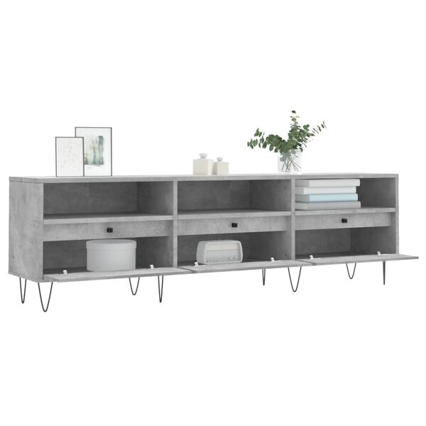 vidaXL Meuble TV gris b&eacute;ton 150x30x44,5 cm bois d'ing&eacute;nierie