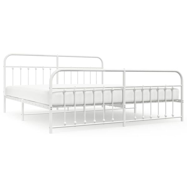 vidaXL Cadre de lit m&eacute;tal sans matelas et pied de lit blanc 200x200 cm