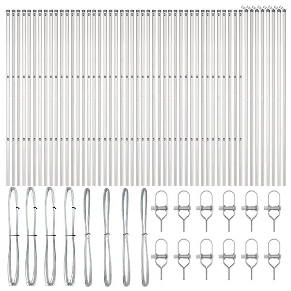 vidaXL Poteau de cl&ocirc;ture. 52 pcs Gris 3,2 x 3,2 x 190 cm