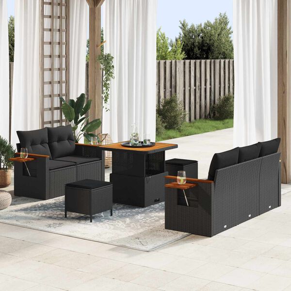 vidaXL Ensemble de canap&eacute; de jardin avec coussin 8 pcs Noir
