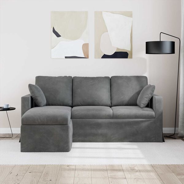 vidaXL Canap&eacute; Gris fonc&eacute; 198 x 134 x 80 cm Velours