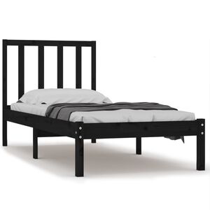 vidaXL Cadre de lit sans matelas noir 75x190 cm bois de pin massif