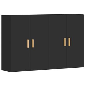 vidaXL Armoires murales 2 pcs noir bois d'ing&eacute;nierie