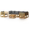 vidaXL Salon de jardin 7 pcs avec coussin Bois d'acacia solide