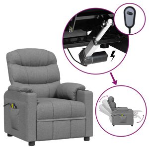 vidaXL Fauteuil &eacute;lectrique de massage Gris clair Tissu