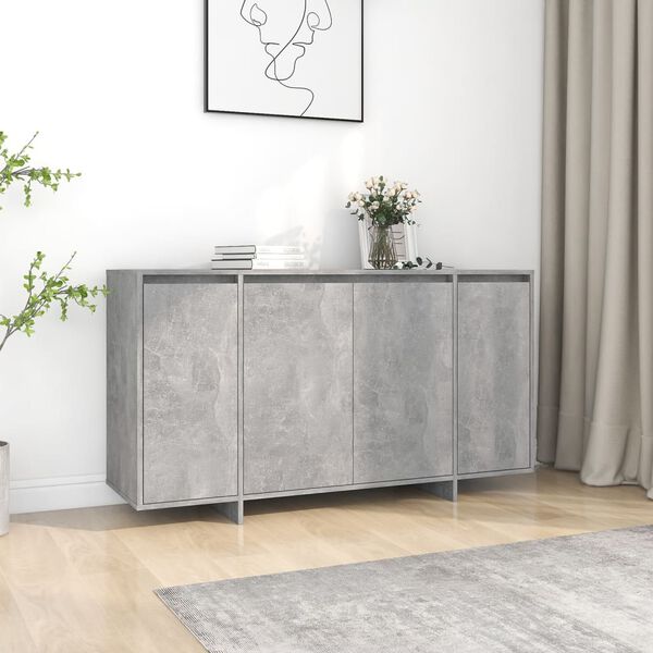 vidaXL Buffet gris béton 135x41x75 cm bois d'ingénierie