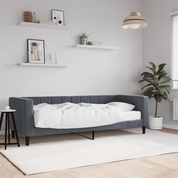 vidaXL Lit de jour avec matelas gris foncé 80x200 cm velours