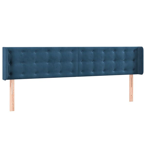 vidaXL T&ecirc;te de lit &agrave; LED Bleu fonc&eacute; 163x16x78/88 cm Velours
