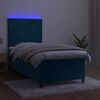 vidaXL Sommier &agrave; lattes de lit matelas et LED Bleu fonc&eacute; 100x200 cm