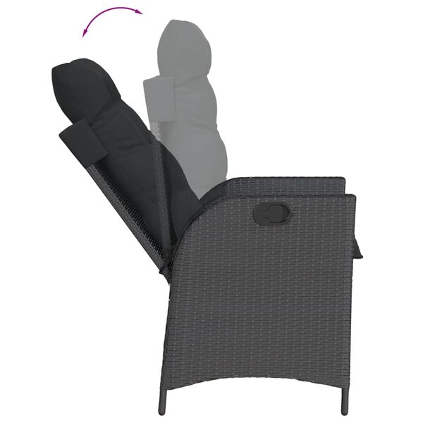 vidaXL Ensemble &agrave; manger de jardin coussins 7pcs Noir R&eacute;sine tress&eacute;e
