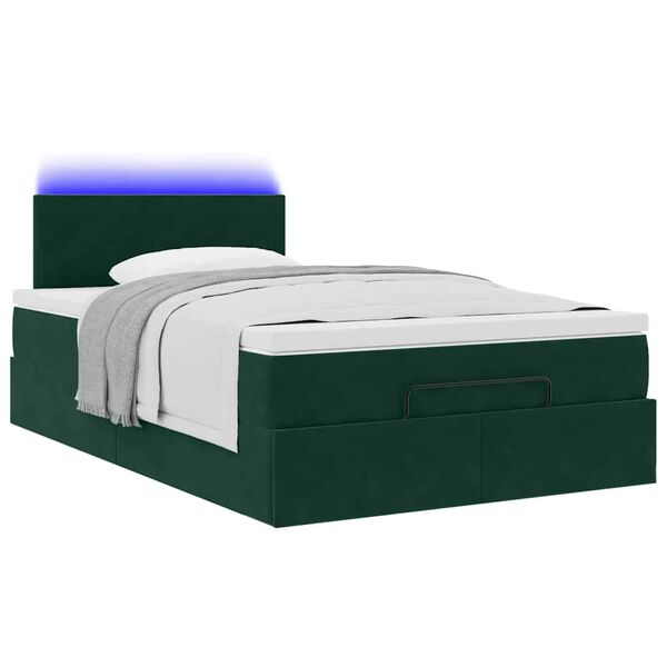 vidaXL Cadre de lit ottoman avec matelas vert fonc&eacute; 120x200 cm velours