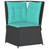 vidaXL Canap&eacute; d'angle de jardin avec coussins noir r&eacute;sine tress&eacute;e
