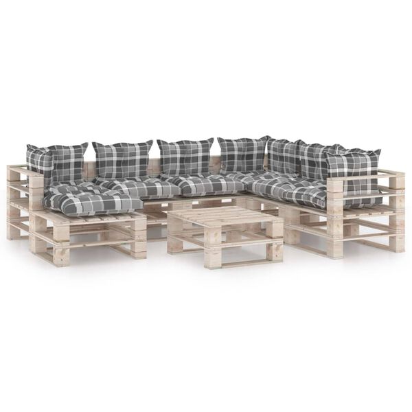vidaXL Salon de jardin palette 8 pcs avec coussins bois de pin