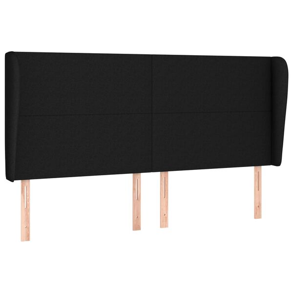vidaXL T&ecirc;te de lit avec oreilles Noir 183x23x118/128 cm Tissu