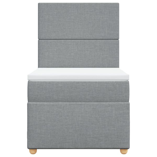 vidaXL Sommier &agrave; lattes de lit et matelas Gris clair 90x190 cm Tissu