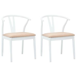 vidaXL Chaise de salle &agrave; manger 2 pcs Blanc et marron