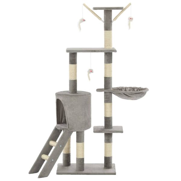 vidaXL Arbre &agrave; chat avec griffoirs en sisal 138 cm Gris