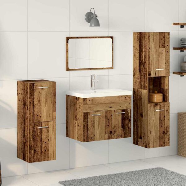 vidaXL Ensemble de mobilier de salle de bain avec &eacute;tag&egrave;re 5 pcs Marron