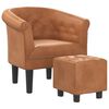 vidaXL Fauteuil avec repose-pied marron similicuir
