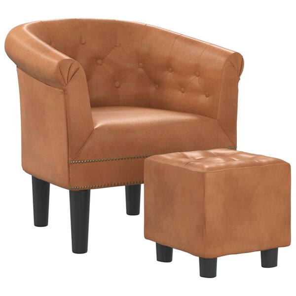 vidaXL Fauteuil avec repose-pied marron similicuir