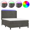 vidaXL Sommier &agrave; lattes de lit matelas et LED Gris fonc&eacute; 140x200 cm