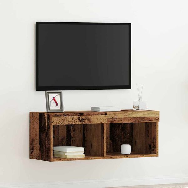 vidaXL Ensemble meuble TV avec LED Bois ancien 80 x 30 x 30 cm